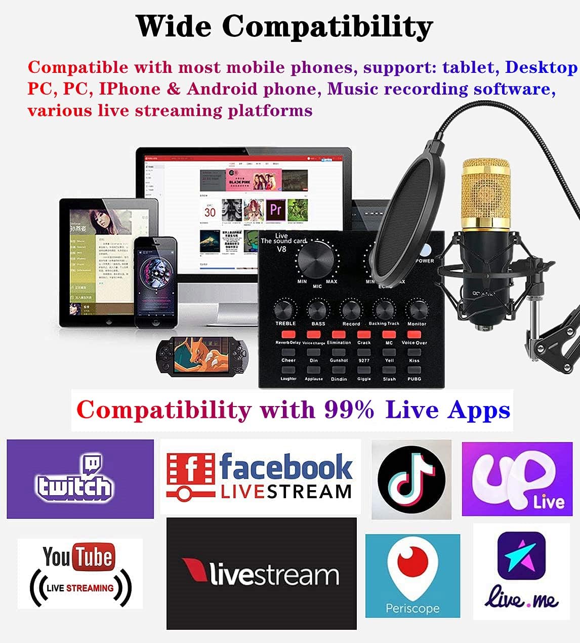 Podcast Equipment Bundle with Voice Changer Live Sound Card Audio Interface Pack of 2 L415