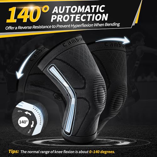 2 Pack Knee Compression Sleeves with Side Stabilizers & Patella Gel Pad N6082