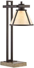 Bronze Wood Table Lamp with USB and AC Power Outlet A5744