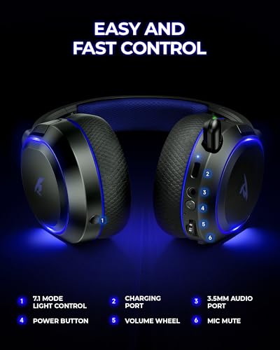 Wireless Gaming Headset with 7.1 Surround Sound, Bluetooth 5.4, Noise Canceling Mic P770