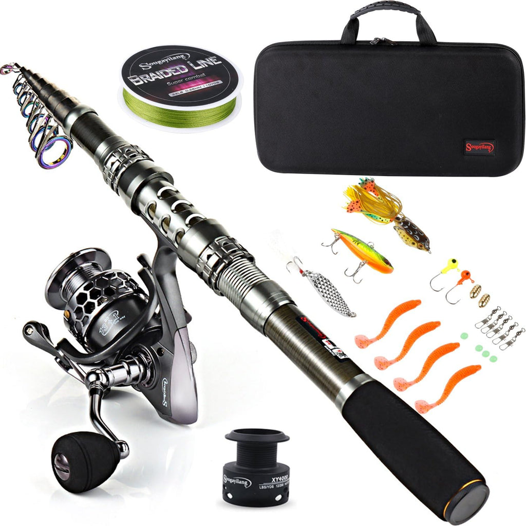 Telescopic Fishing Rod Combos with Spinning Reels and Carrier Bag G3497