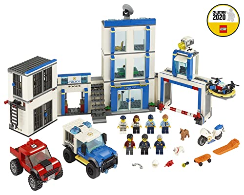 LEGO City Police Station Building Set with 2 Truck Toys, Light & Sound Bricks, Drone and Motorbike J147256