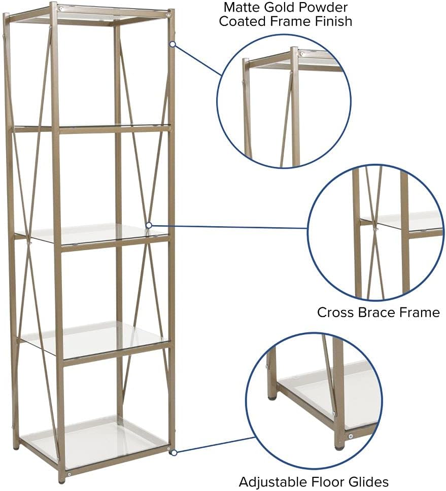 4 Shelf Glass Bookcase S790