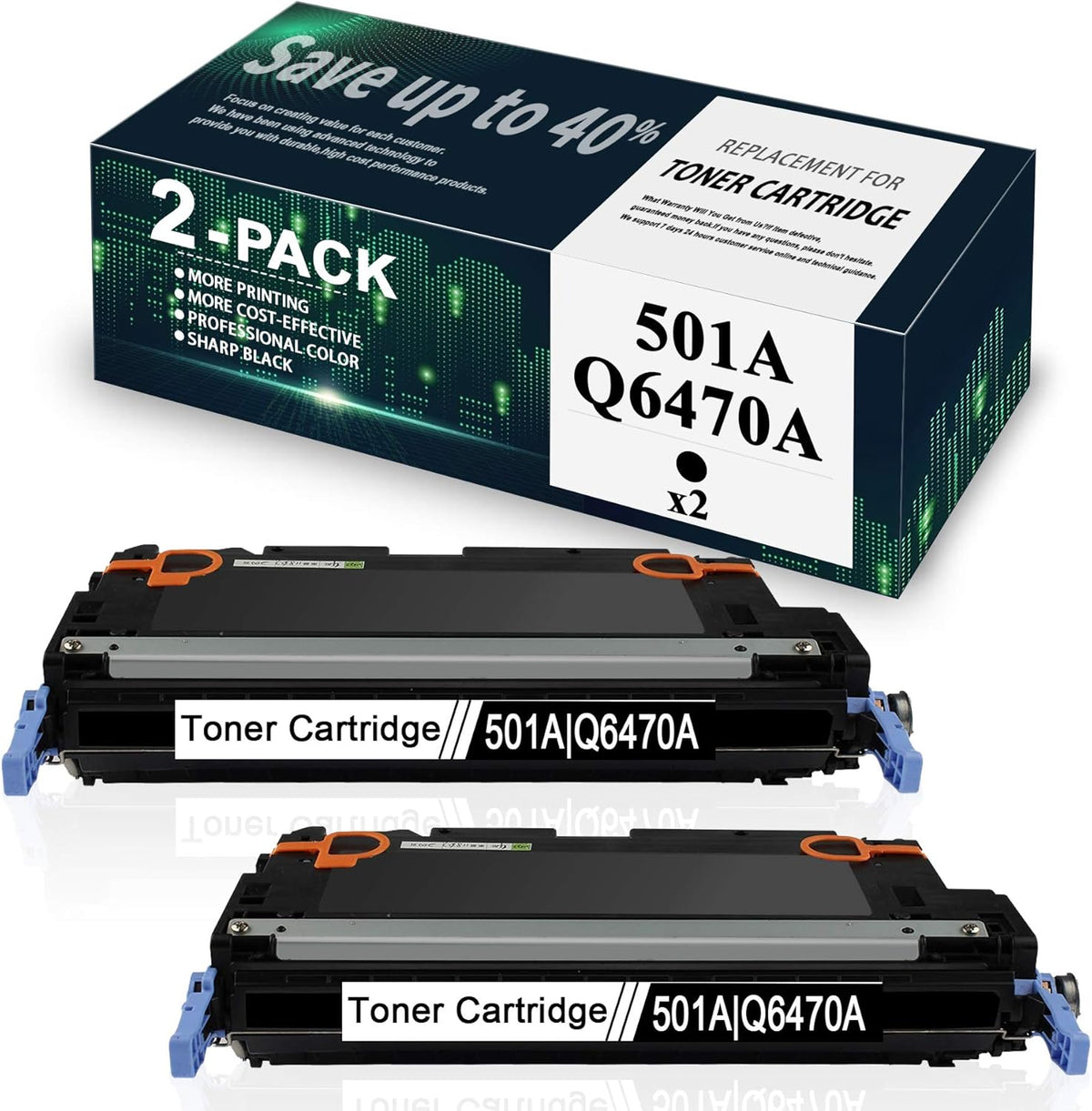 2 Pack Black Remanufactured Toner Cartridge for HP Color 3600 Printers V357