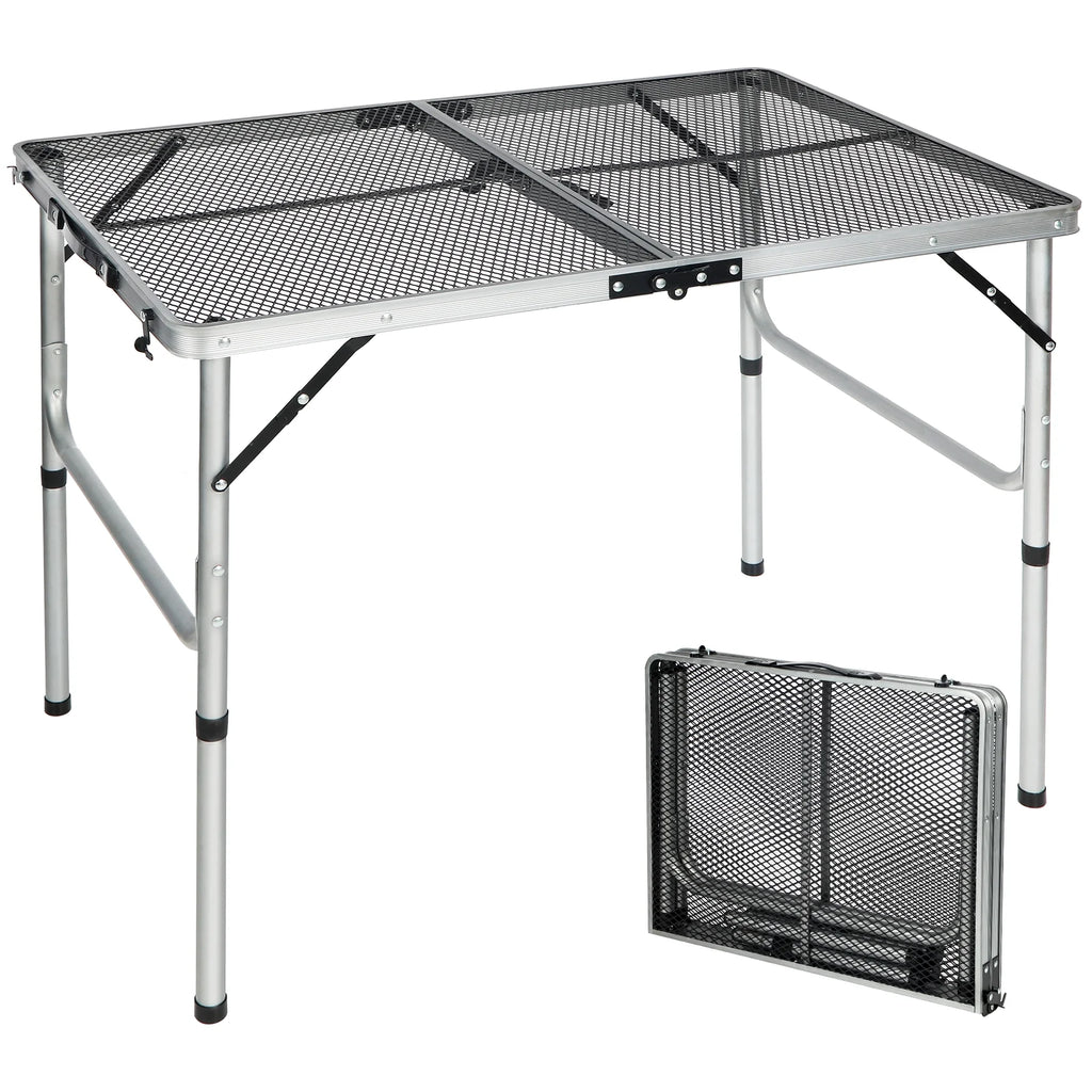 Folding Portable Aluminum Grill Table with Adjustable Height Legs V812553