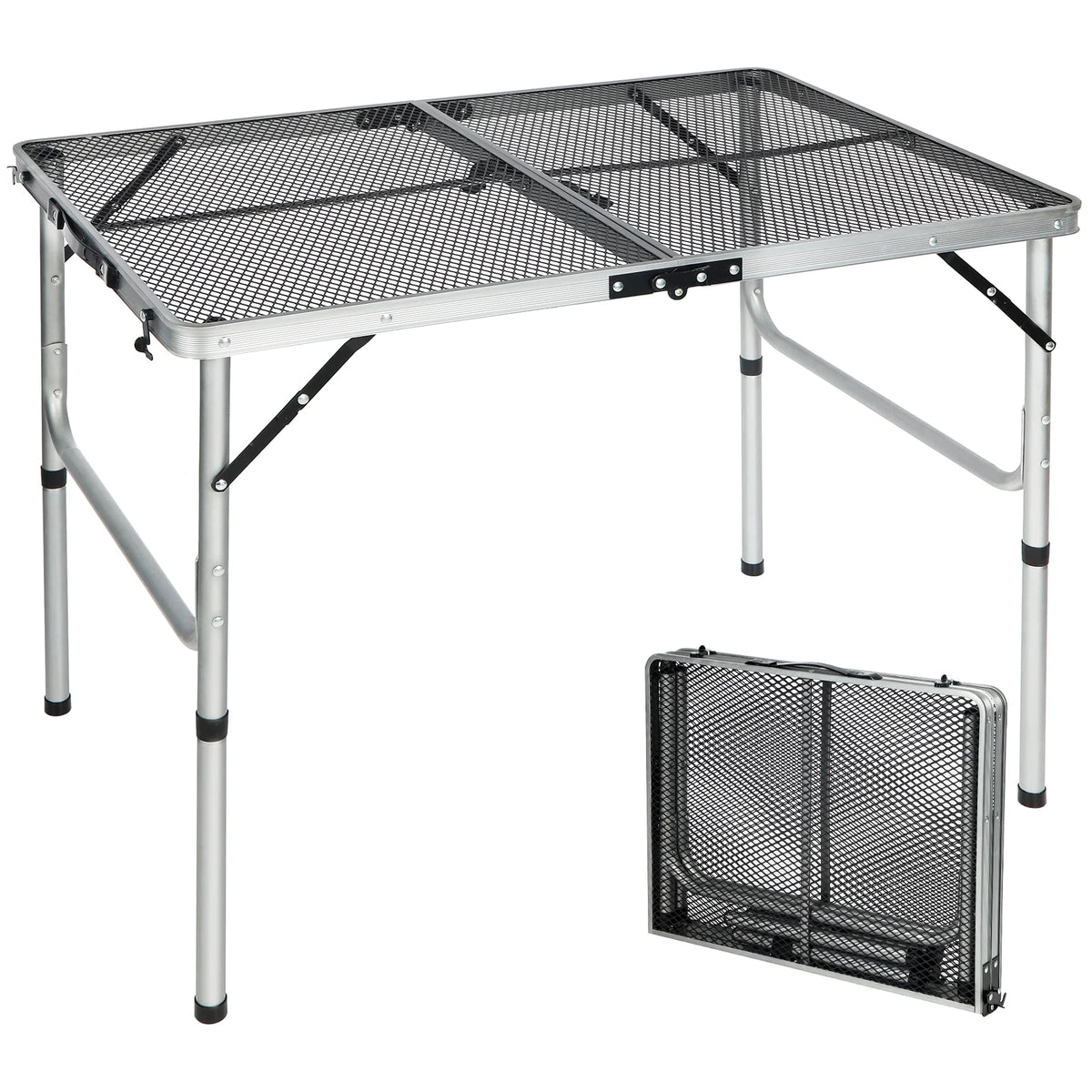 Folding Portable Aluminum Grill Table with Adjustable Height Legs V812553
