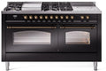 60 Dual Fuel Propane Gas Range Glossy Black Bronze Trim E143