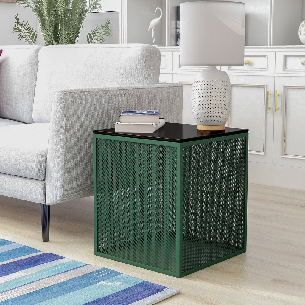 White Glass Top Side Table B42547