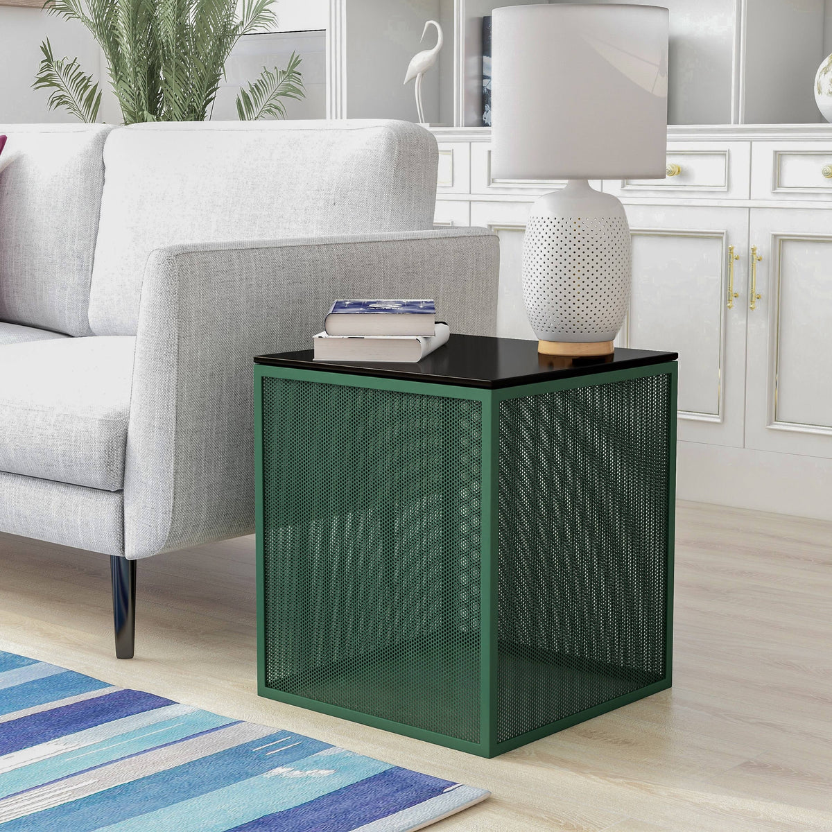 White Glass Top Side Table B42547
