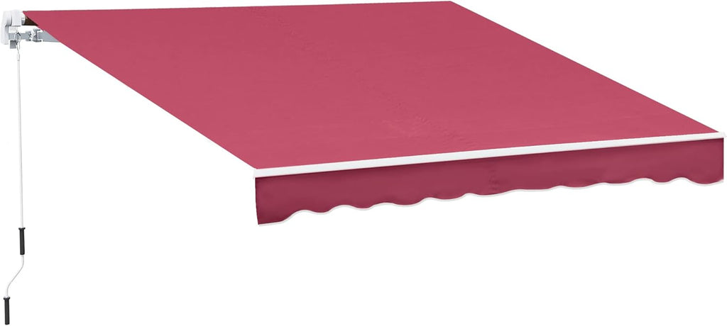 10' x 8' Manual Retractable Awning with UV Protection, Red Stripe W23570