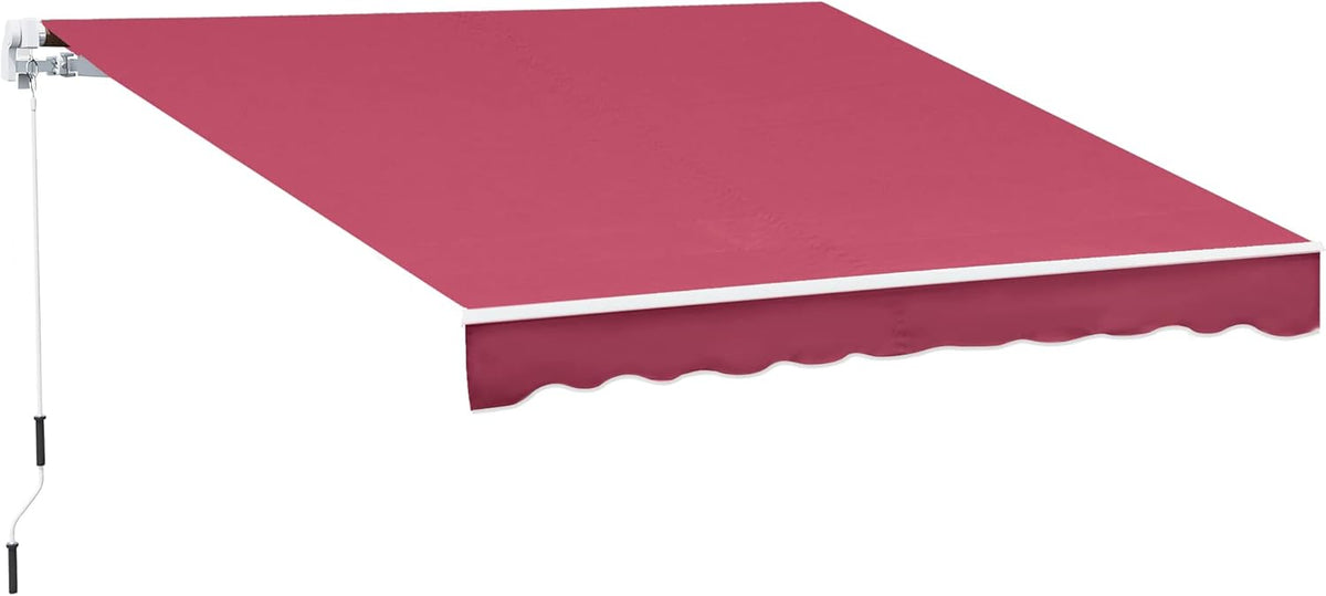 10' x 8' Manual Retractable Awning with UV Protection, Red Stripe W23570