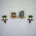 Bronze Metals & Brown Wood 3-Piece Wall Shelf D786674