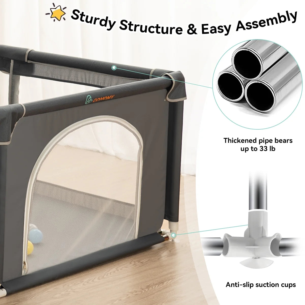 63x63'' Gray Baby Playpen T973