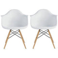 White Eiffel Dining Chair with Natural Wood Legs U2775