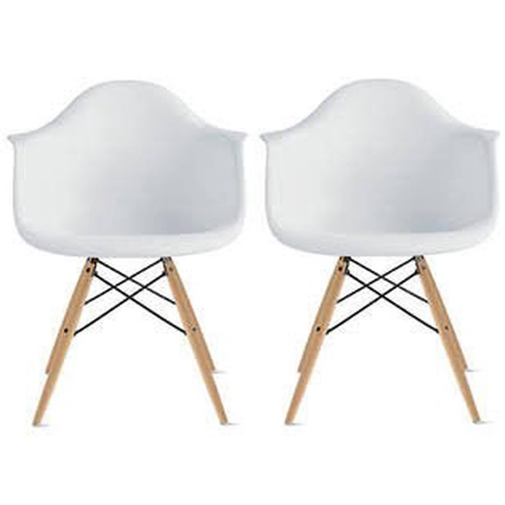 White Eiffel Dining Chair with Natural Wood Legs U2775