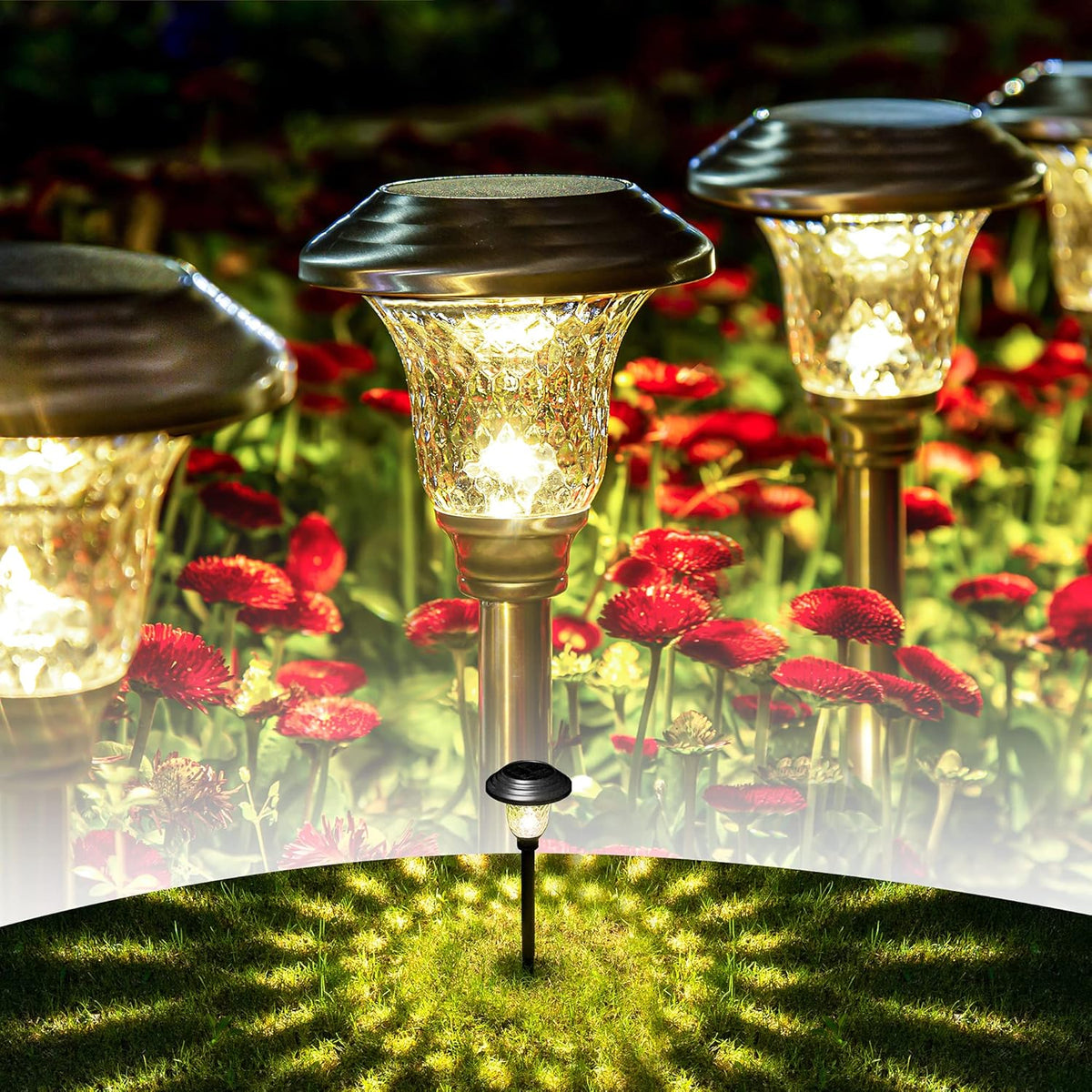 8 Pack Solar Pathway Lights, Stainless Steel G4705