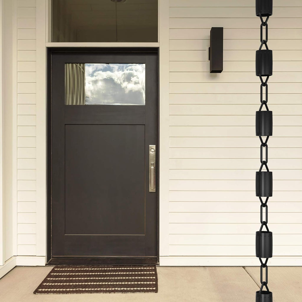 Scallop Rain Chain, 8.5 Feet Length, Aluminum, Black Powder Coated, Pack of 2 L5016
