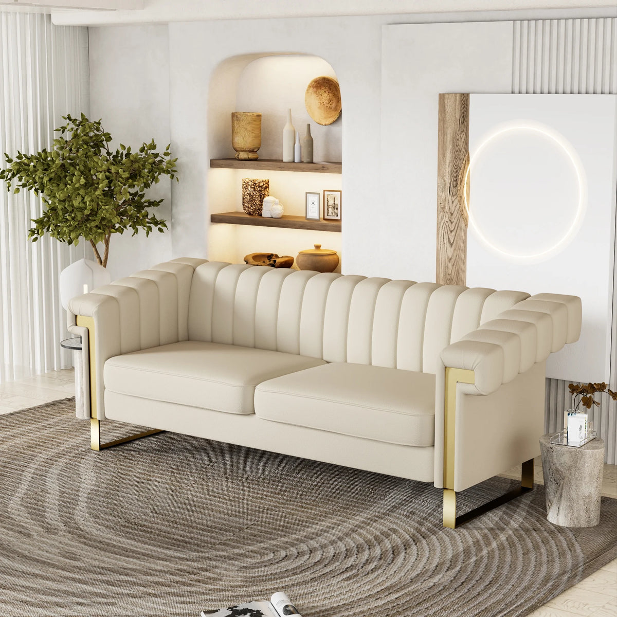 3 Seater Faux Leather Sofa with Removable Cushions I7731