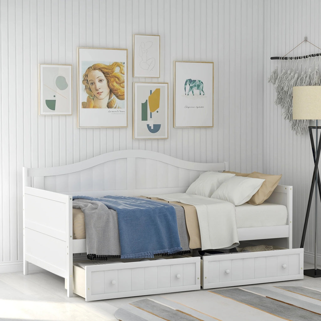 Wood Twin Size Daybed with Two Storage Drawers F33023