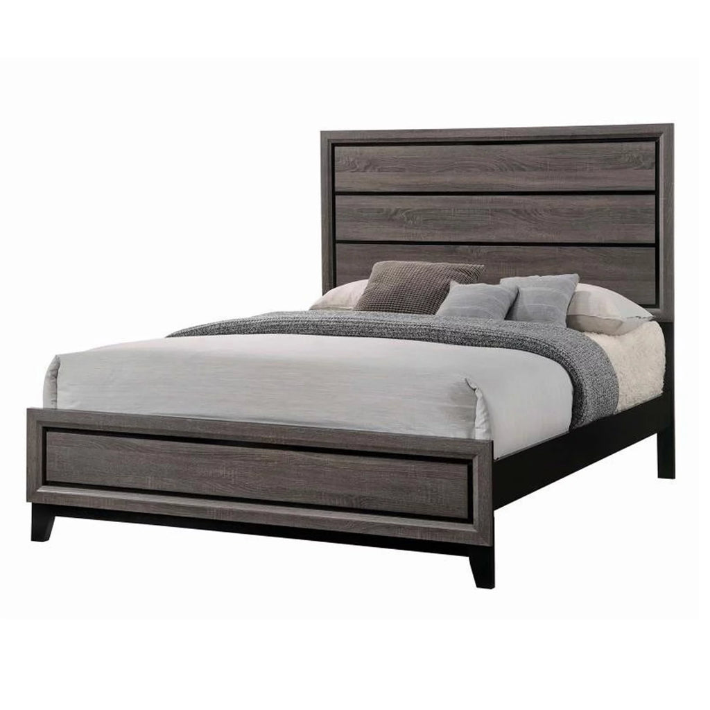 Wooden Eastern King Bed with Plank Headboard Y212