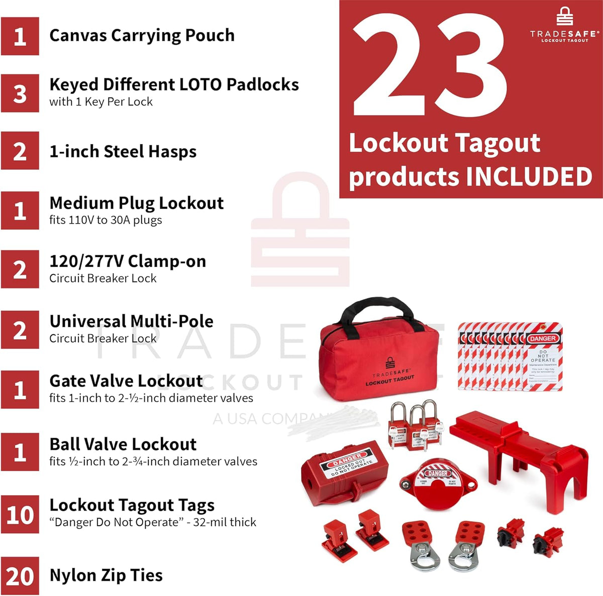 Lockout Tagout Kit with Red Padlocks, Hasps, Safety Lock Out Tags, Pack of 2 J162351