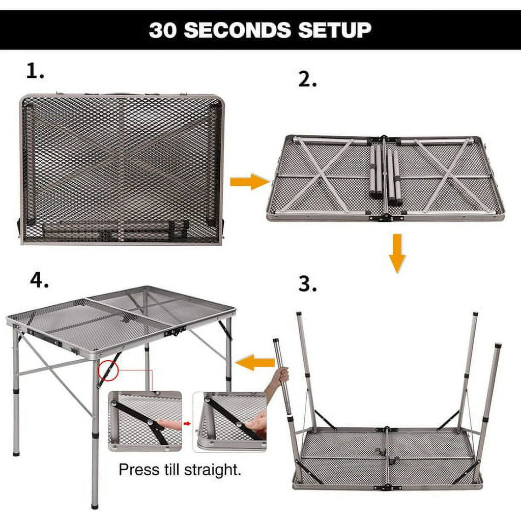Folding Portable Aluminum Grill Table with Adjustable Height Legs V812553