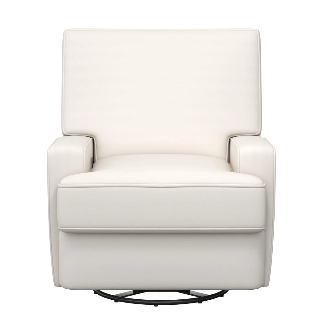 White Linen Swivel Glider Recliner Chair I241544