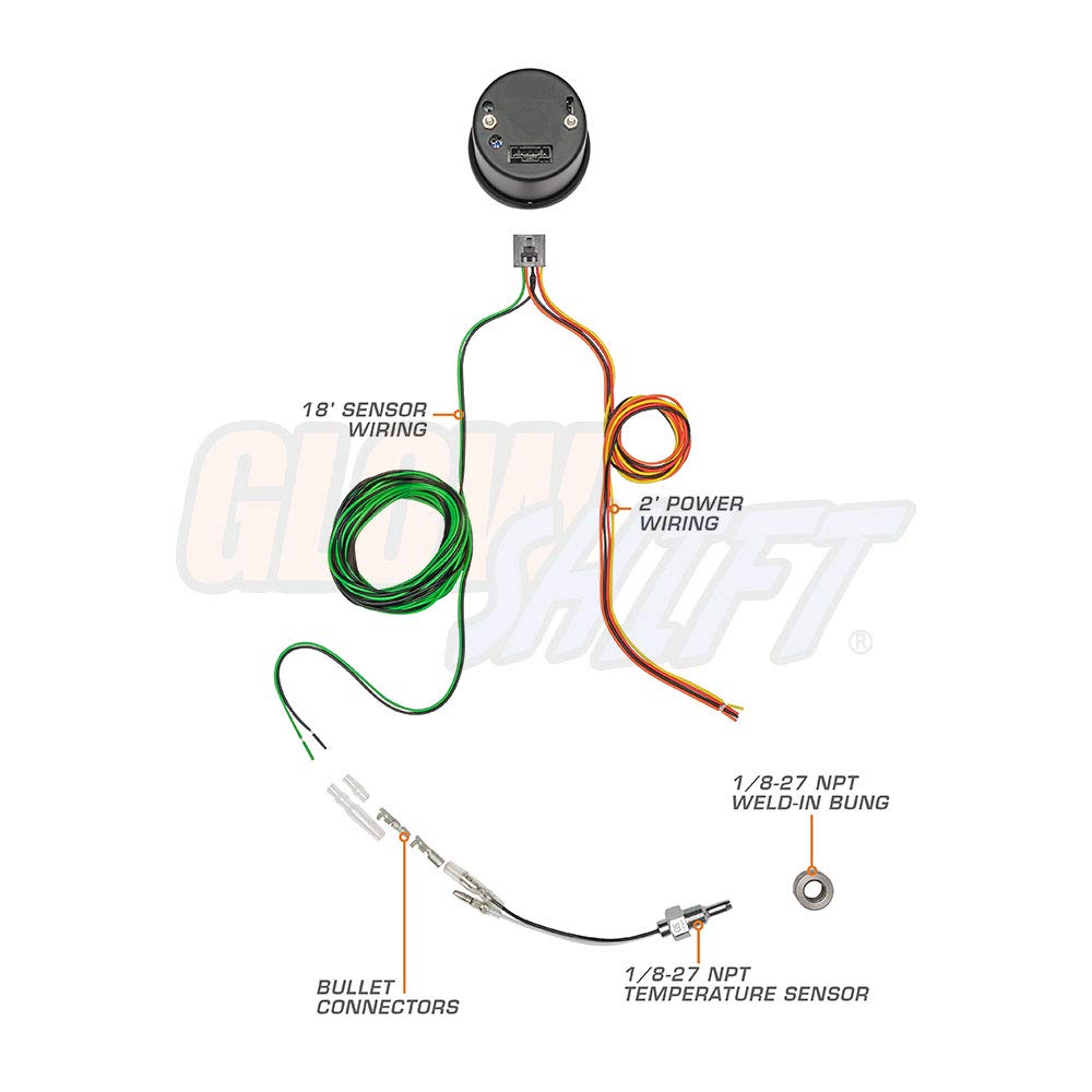 Black 7 Color 250 F Rear Differential Temperature Gauge Kit 2-1/16" 52mm Pack of 2 S908