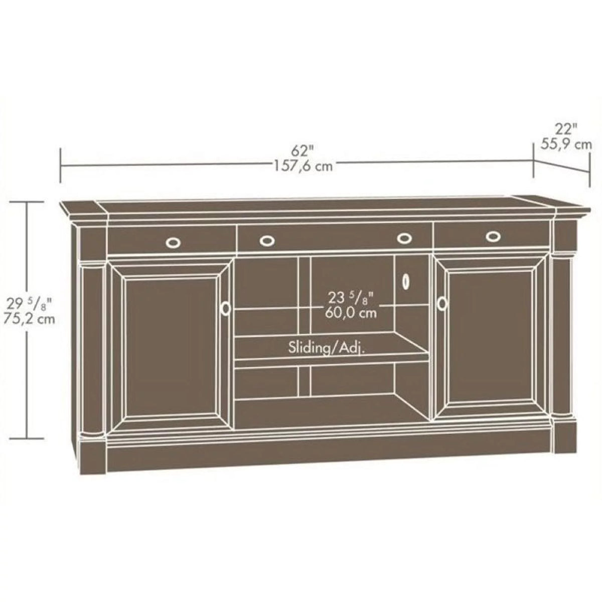 Cherry Credenza Computer Desk with Storage H9800
