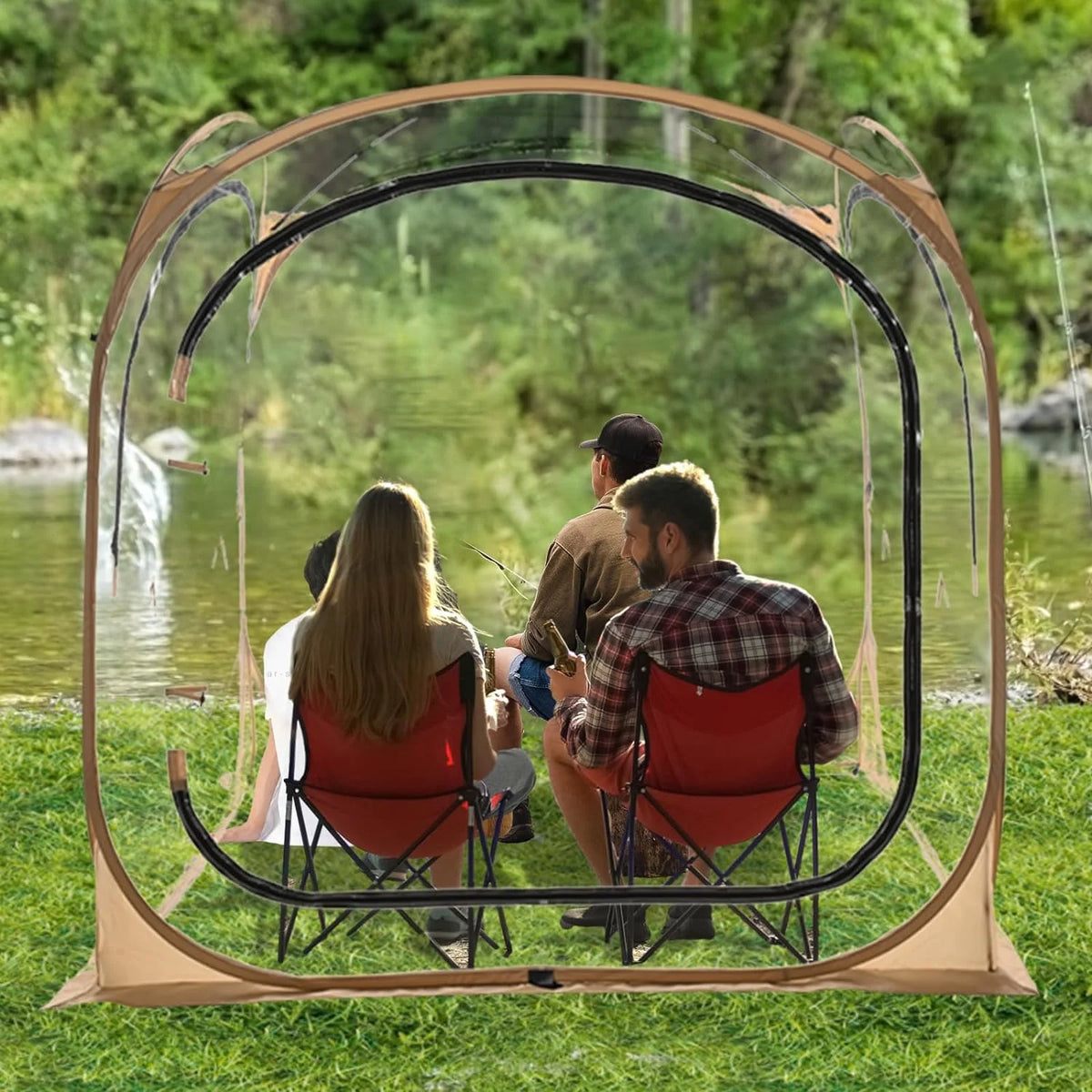 Pop-Up Tent with Removable Top Cover and Mesh Windows A235