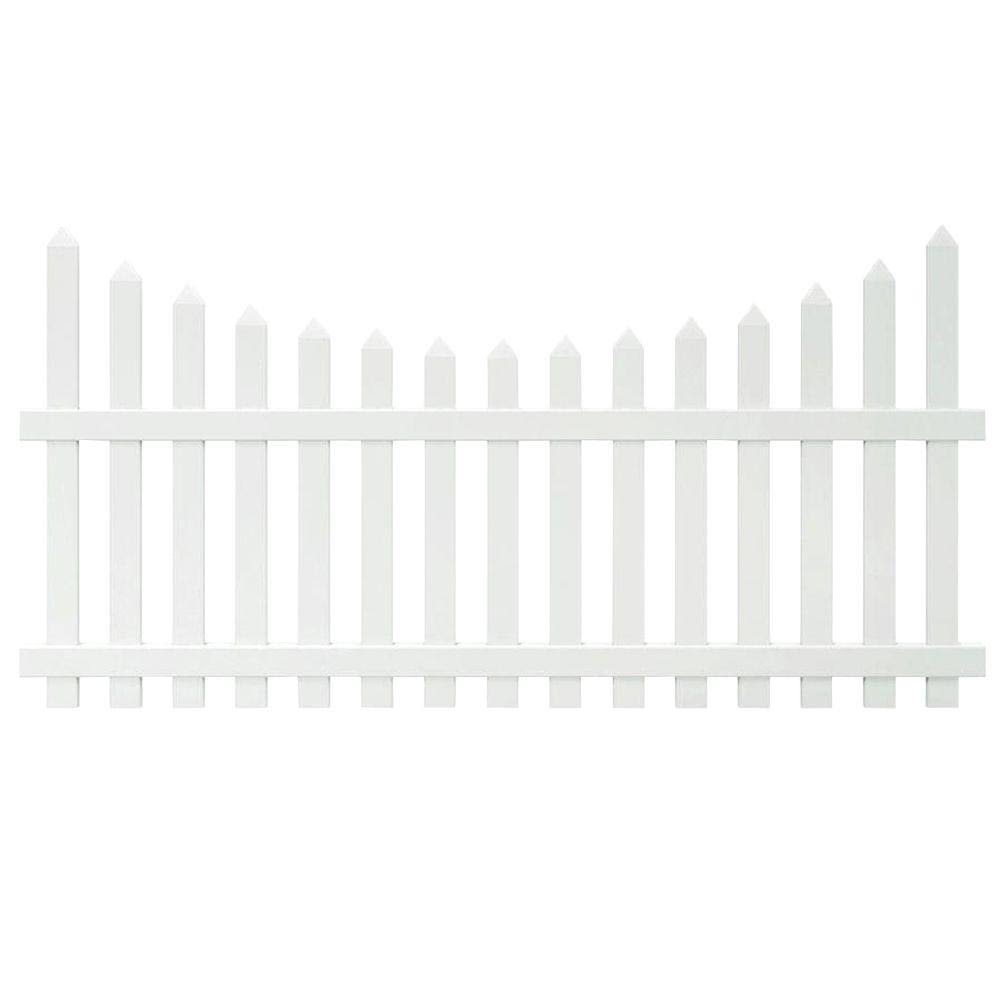 White Scalloped Spade Picket Fence Panel X633989