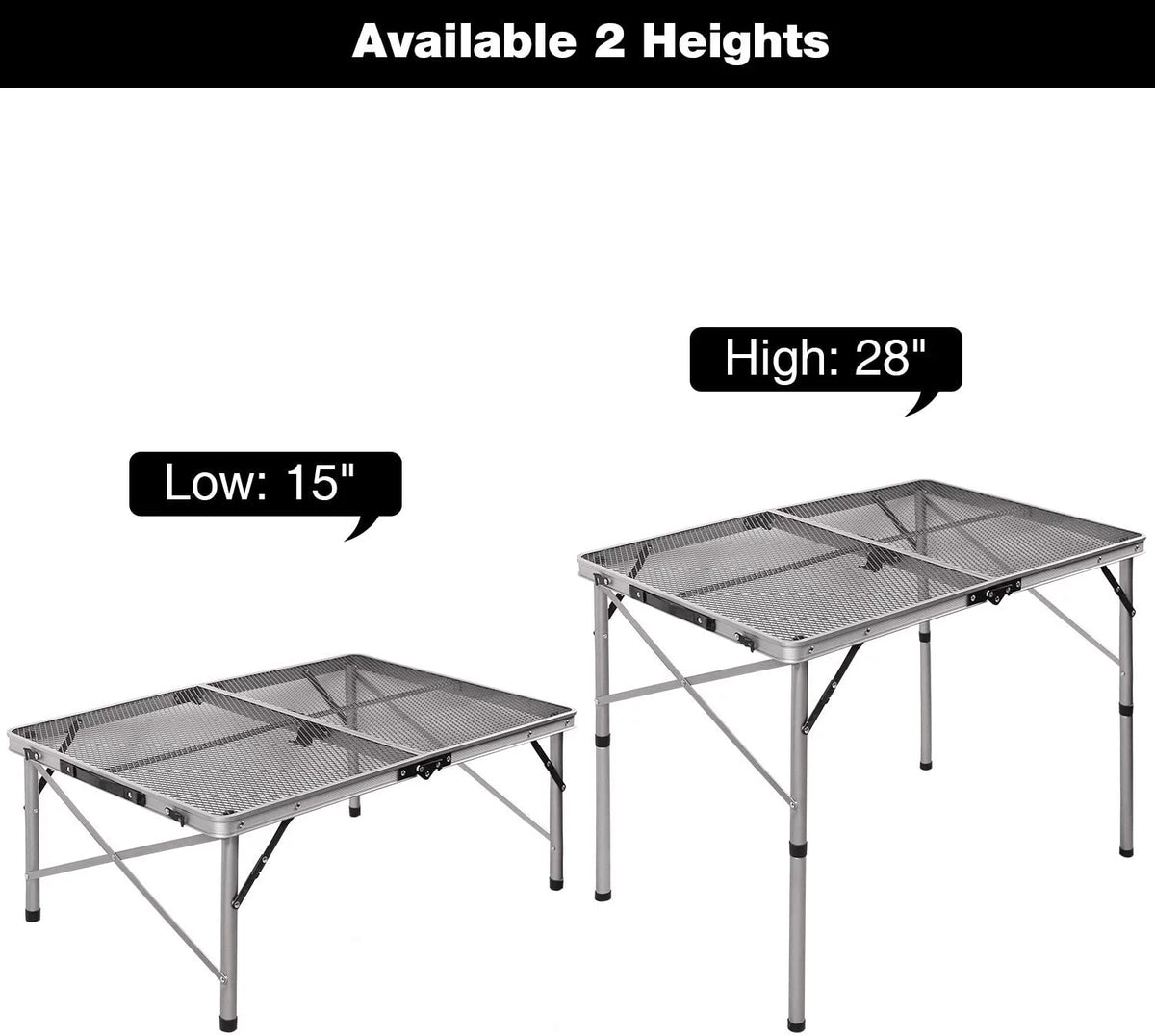 Folding Portable Aluminum Grill Table with Adjustable Height Legs V812553