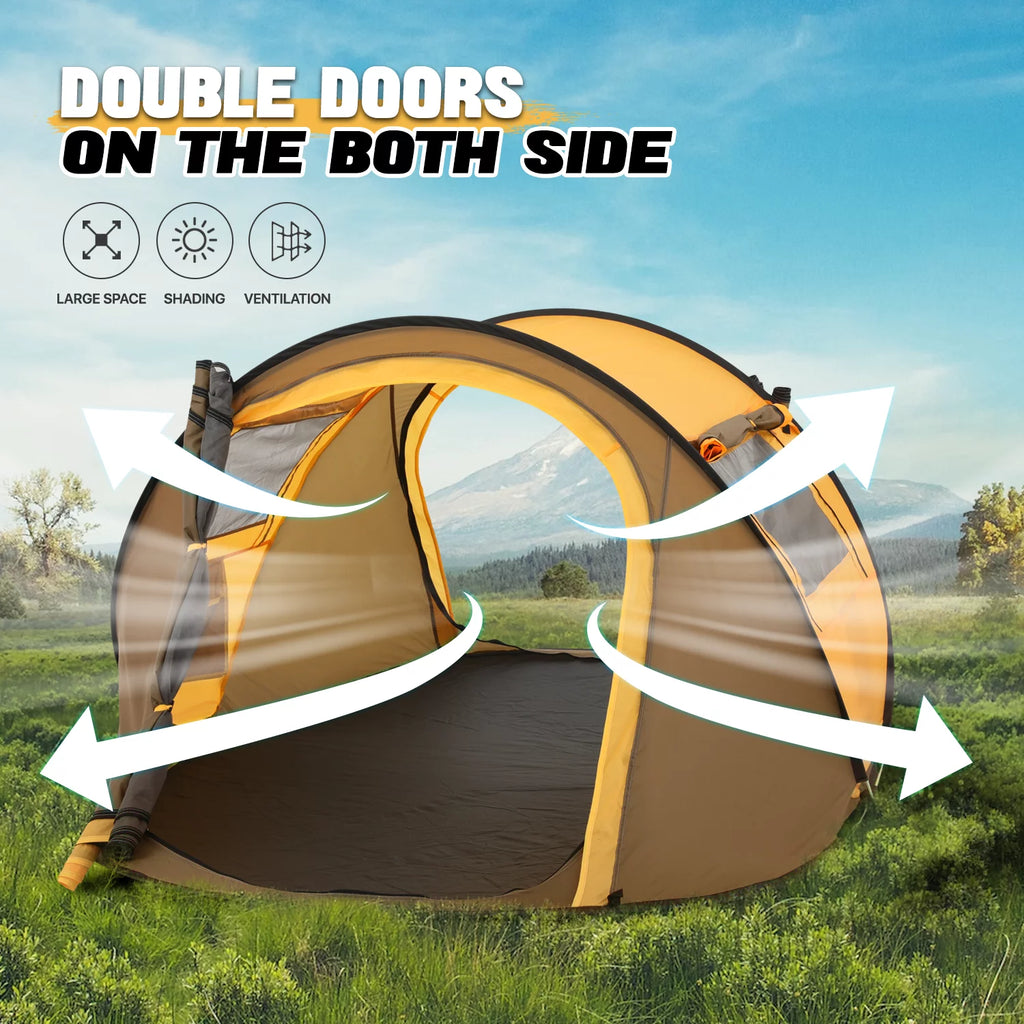 Yellow 3 Person Pop Up Tent with Carry Bag Q472410