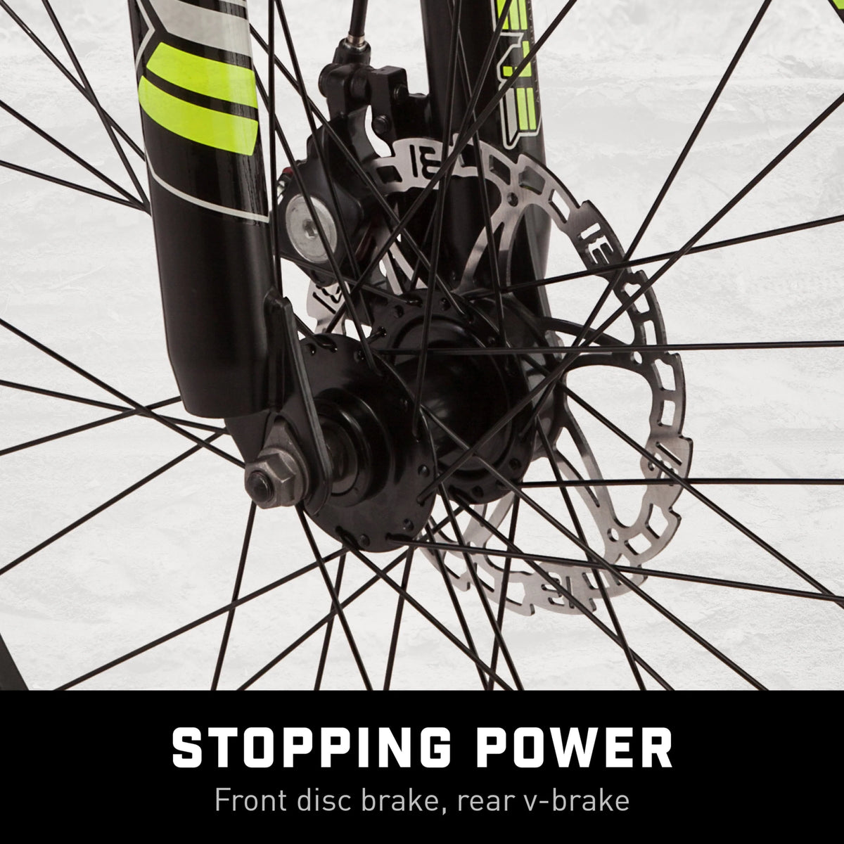 24-in. Unisex Mountain Bike, Black and Yellow, 21 Speeds M87892