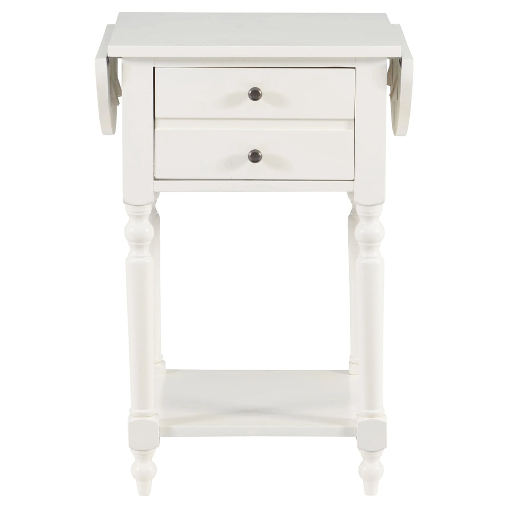 White Single Drawer End Table with Shelf and Dropleaf G3907