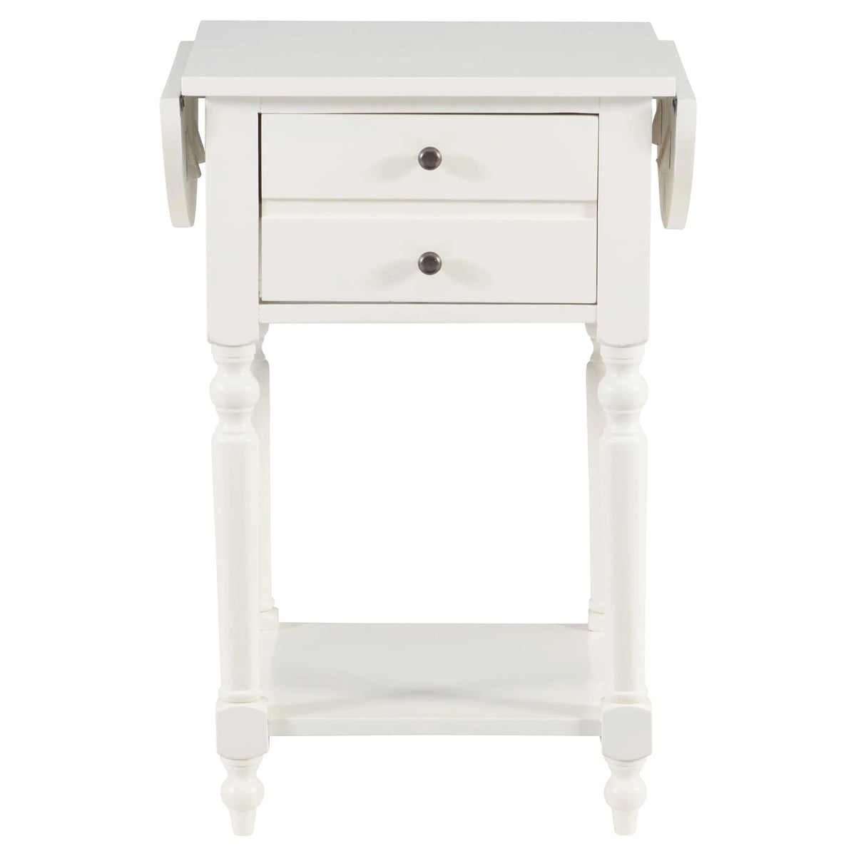 White Single Drawer End Table with Shelf and Dropleaf G3907