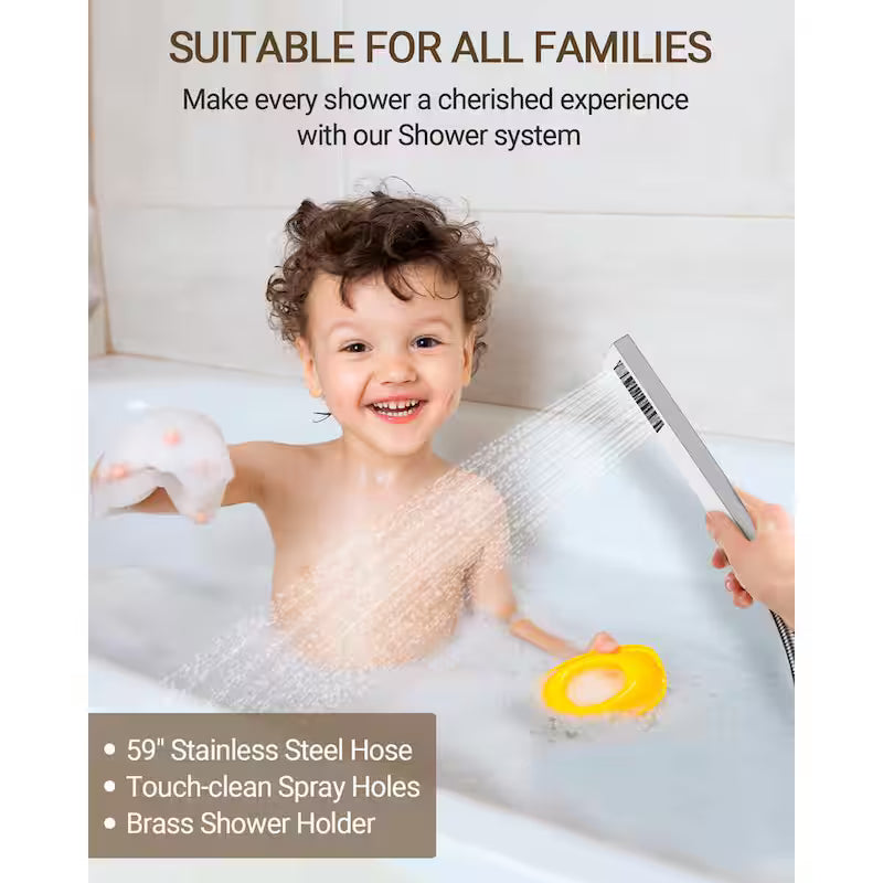 Wall Mount Dual Shower Heads and Handheld Shower Head 2.5 GPM Brushed Nickel O72175