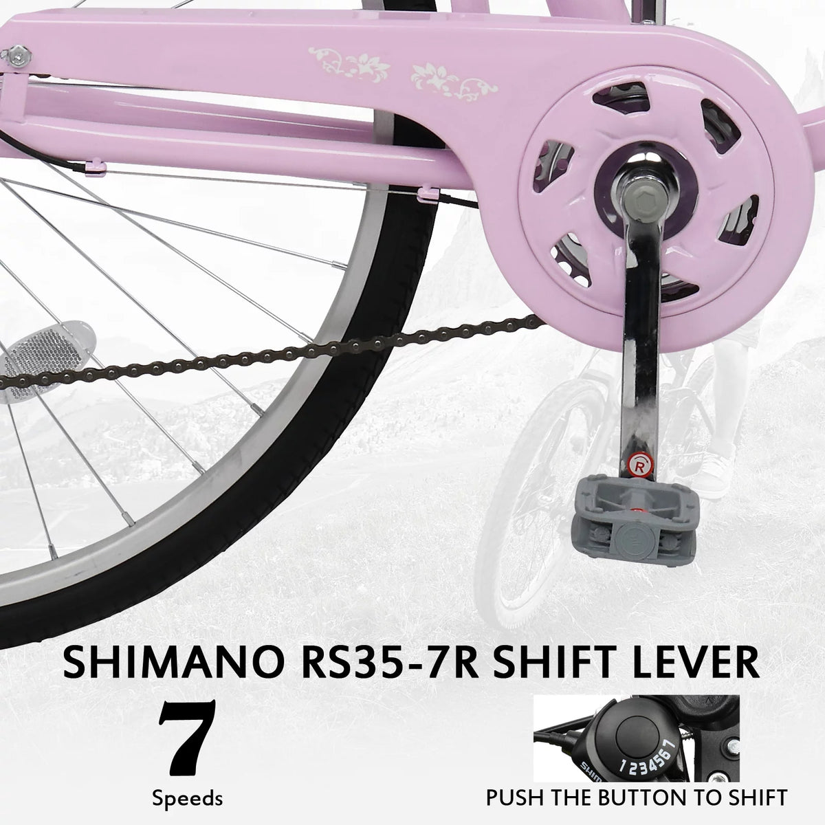 Pink 26in 7 Speed City Bike T900