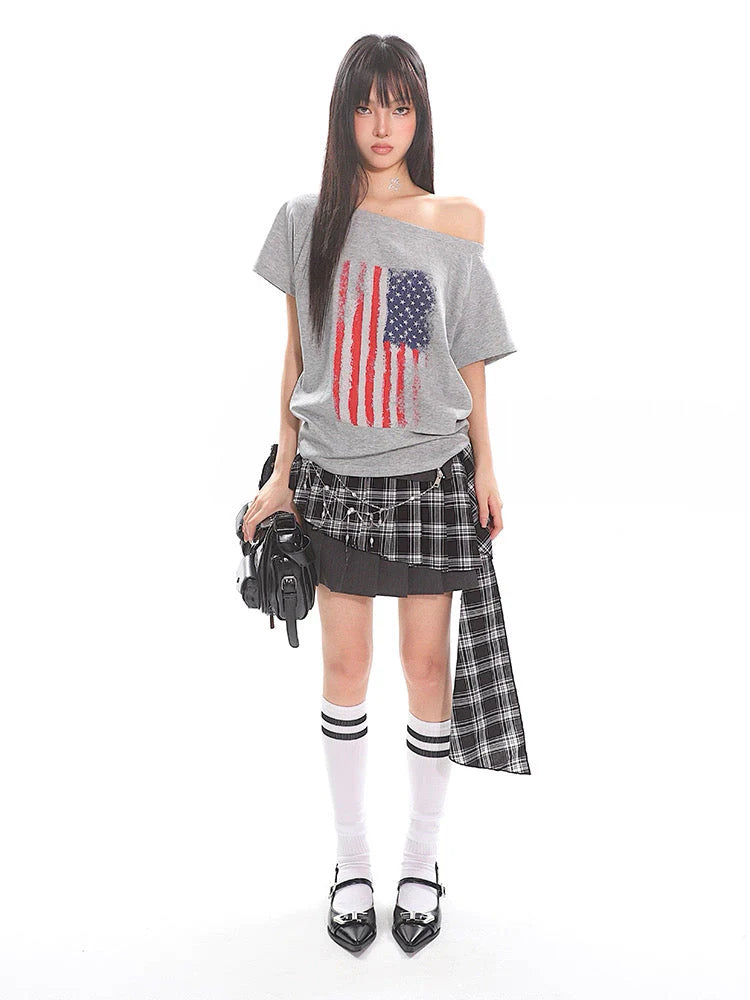 Checked Irregular Skirt J6274