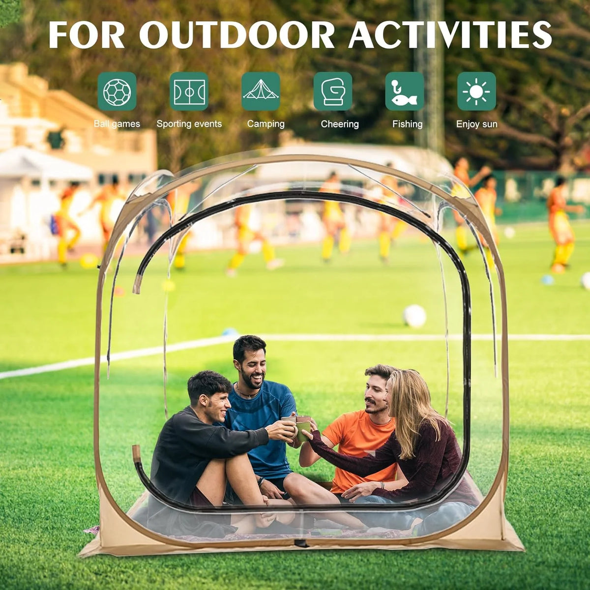 Pop-Up Tent with Removable Top Cover and Mesh Windows A235