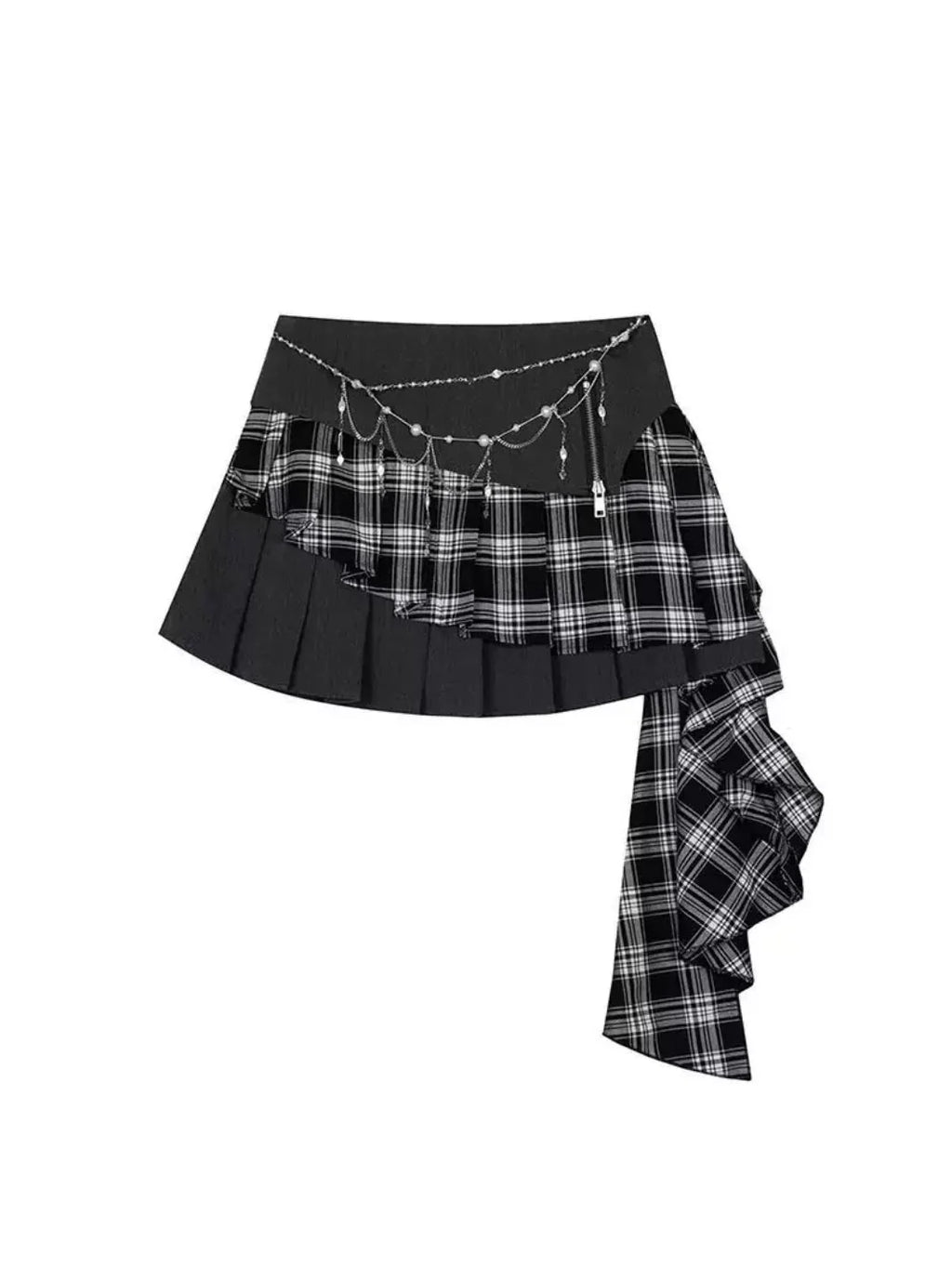 Checked Irregular Skirt J6274