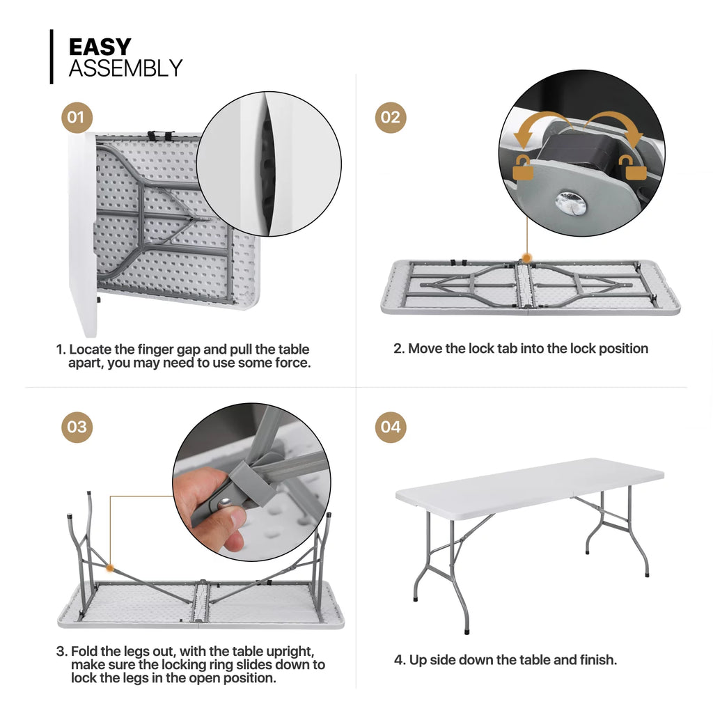 11 Pieces White Folding Plastic Table and Chair Set U27536