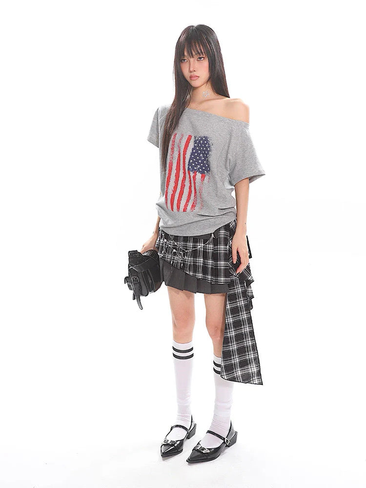 Checked Irregular Skirt J6274