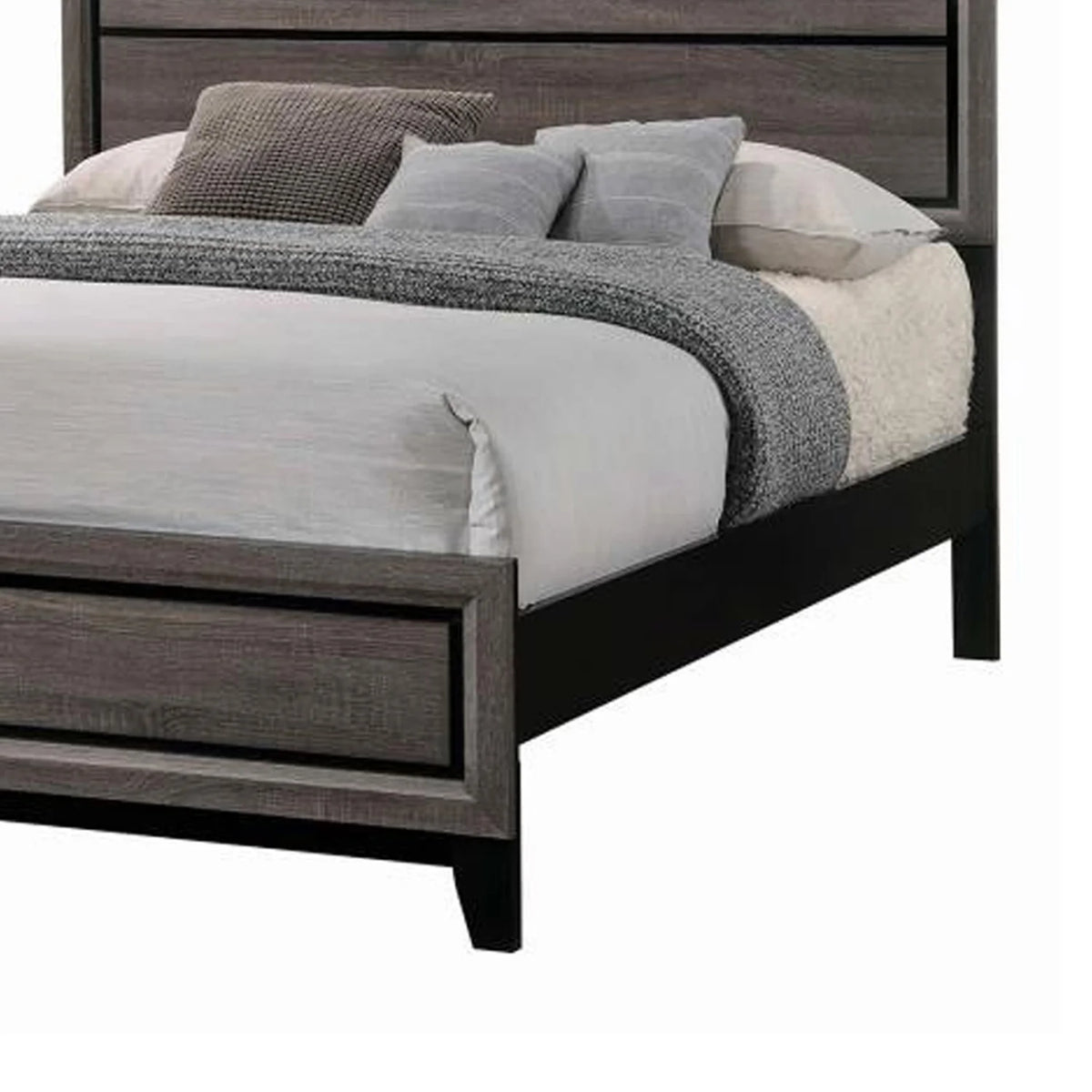 Wooden Eastern King Bed with Plank Headboard Y212