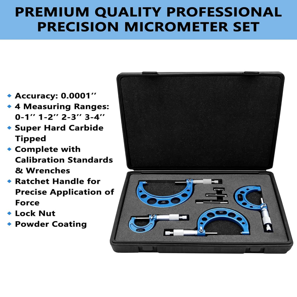 Outside Micrometer Set 0-4 / 0.0001 with Padded Case H959