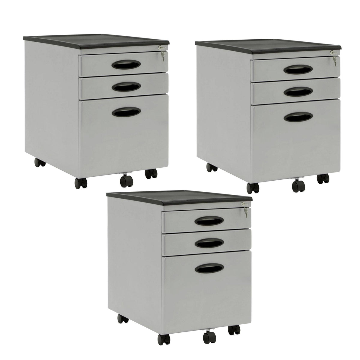 3 Drawer File Cabinet (3 Pack), Gray Q25474