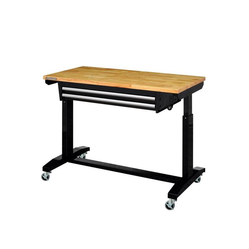 Black Adjustable Height Worktable with 2-Drawers L80622