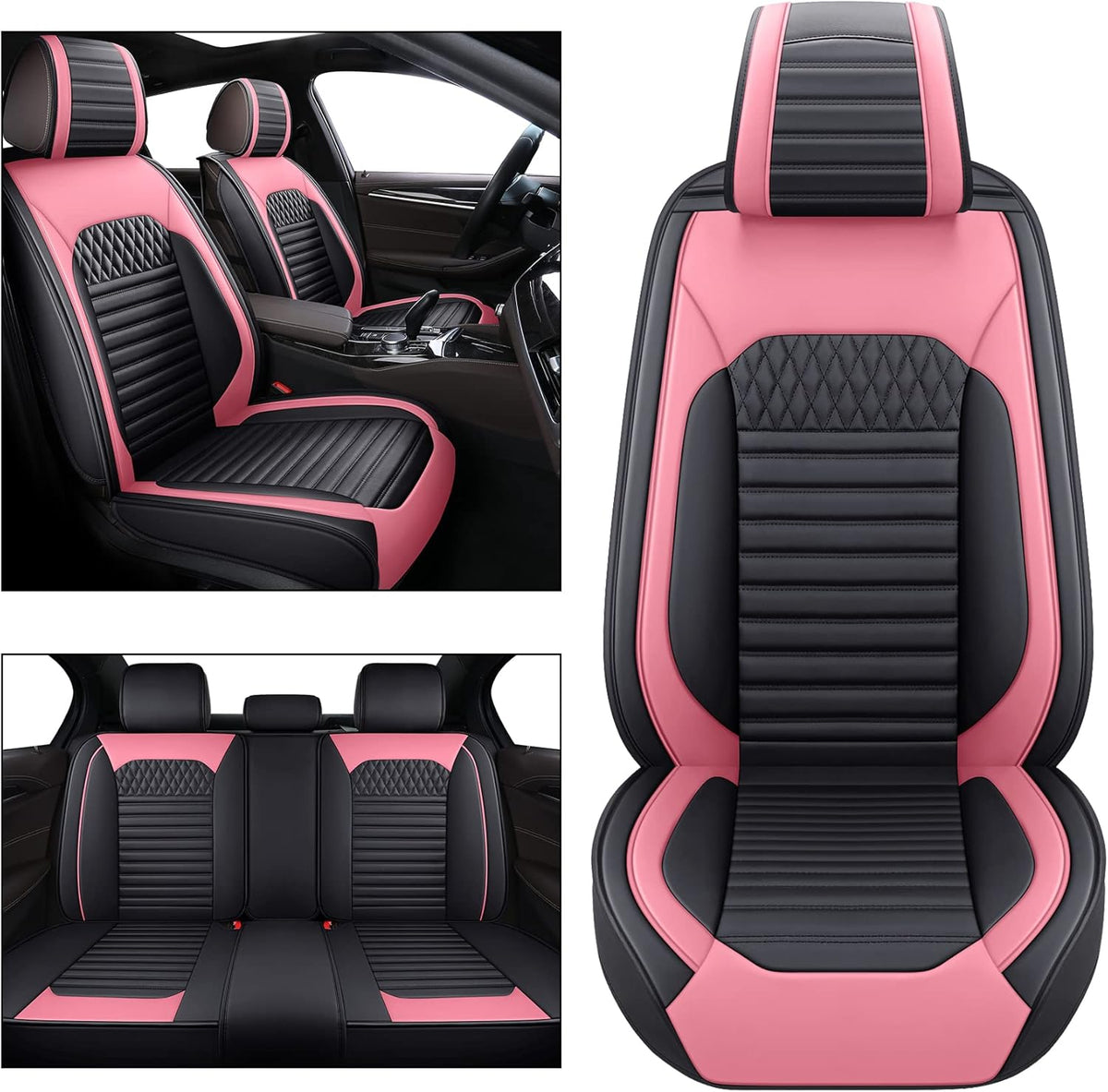 Black and Pink Full Set Seat Covers R467349
