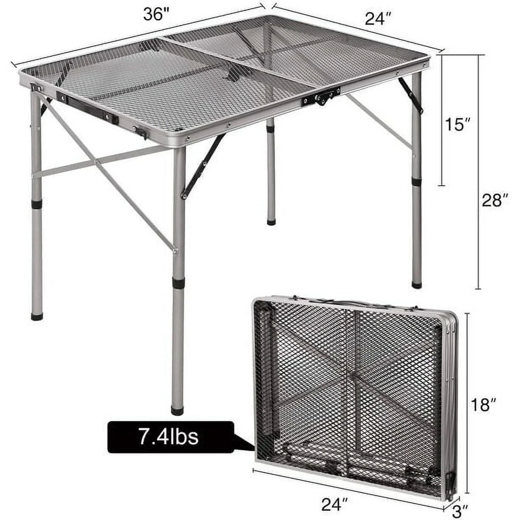 Folding Portable Aluminum Grill Table with Adjustable Height Legs V812553