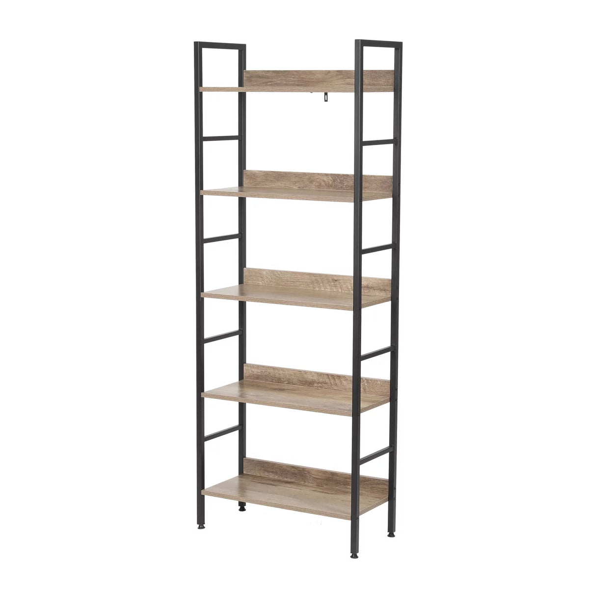Brown Wood Metal Frame 5-Shelf Bookcase P93135
